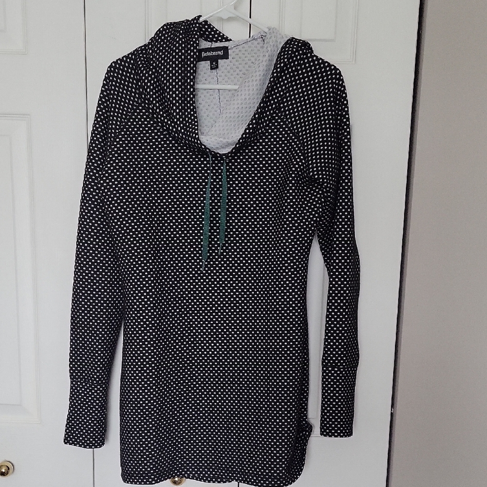 Betabrand Black and White Polka Dot Hoodie